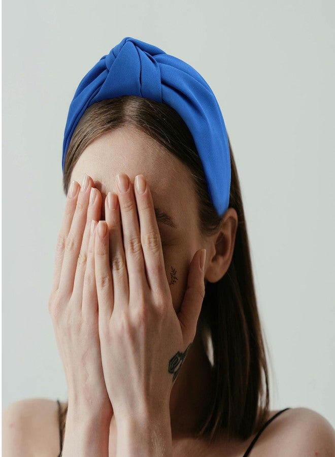 Ondder Royal Blue Headband Top Knot Headbands for Women Non Slip Fashion Wide Knotted Headbands for Women Hair Accessories for Girls - Image 5